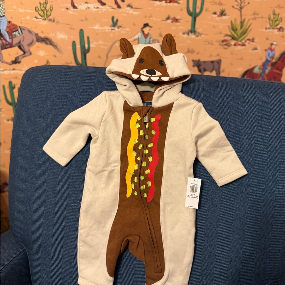 Hot Dog Infant Hooded onesie